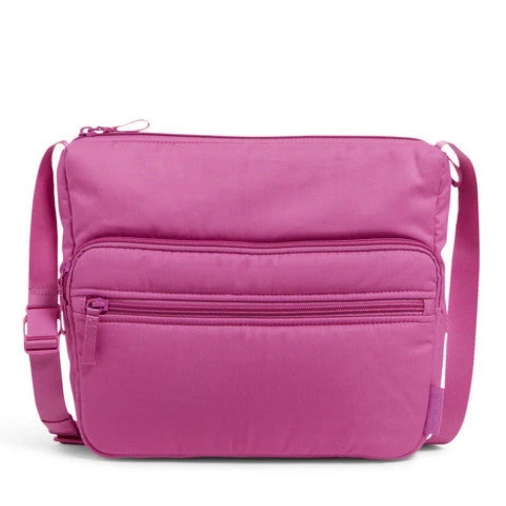 Vera Bradley Utility Crossbody Purse Bag Recycled Cotton Rich Orchid Pink Floral